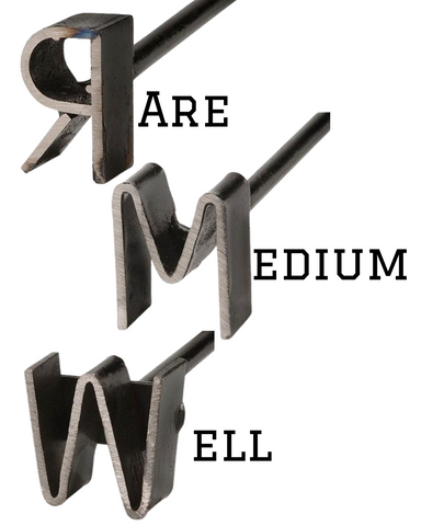 Monogram Steak Branding Irons - (R)are, (M)edium, (W)ell Set